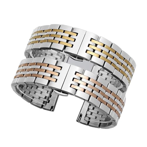 vazzic Uhrenarmband Edelstahl Armbandarmband Metall Armband 12mm 14mm 16mm 17mm 18mm 19mm 20mm 21mm 22mm 23mm 24mm Größe Breite (Color : Silver rose gold, Size : 12mm) von vazzic