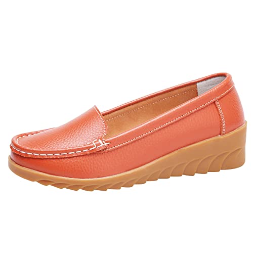 VBEDKDEB Flache Schuhe für Damen Ballerinas Damen Hineinschlüpfen aus Bequeme Flache Schuhe Outdoor-Fahrschuhe Schwarze Ballerina Damen Damen Mokkasins Schuhe (Orange, 41) von VBEDKDEB