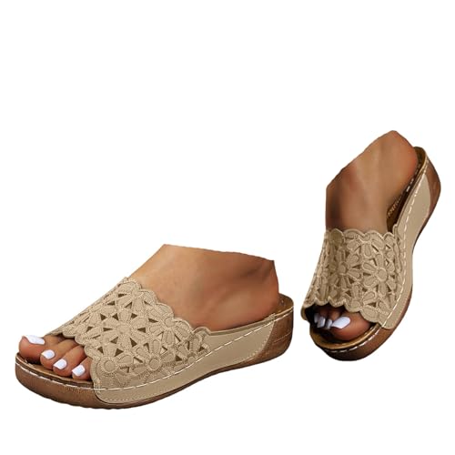 VBEDKDEB Orthopädische Latschen Damen Sommer Lässige Pantoletten Orthocare Sandaletten Bequeme Fußbett Peeptoe Schlappen Atmungsaktive Keilabsatz Sandalen Strand Reise Rutschfeste Slipper (White, 43) VBEDKDEB Orthopädische Latschen Damen Sommer Lässige Pantoletten Orthocare Sandaletten Bequeme Fußbett Peeptoe Schlappen Atmungsaktive Keilabsatz Sandalen Strand Reise Rutschfeste Slipper (White, 43) von VBEDKDEB