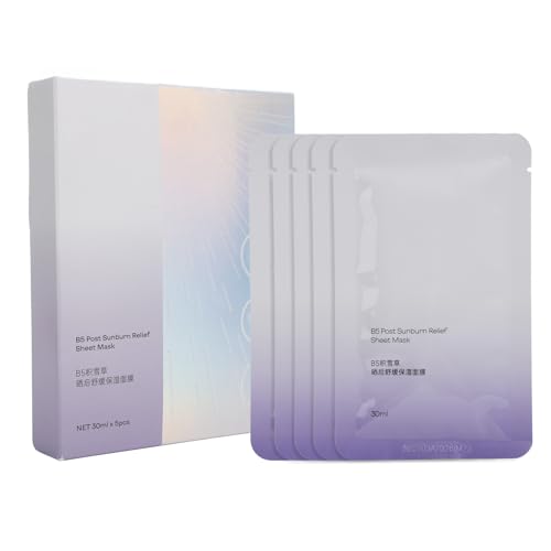 5 Stück Sunburnt Ultra Hydrating Face Sheet Mask, Cotton After Sun Repair Gesichtsmaske mit B5 Panthenol, Vitamin E Feuchtigkeitsspendende, Beruhigende Gesichtsmaske für von VBESTLIFE