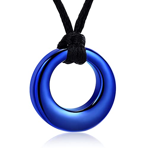 VCCWYQK Circle of Life Urnen-Halsketten für Asche Gedenkurnen Edelstahl Anhänger Halsketten Einäscherung Schmuck Andenken für Männer Frauen (Bule) von VCCWYQK