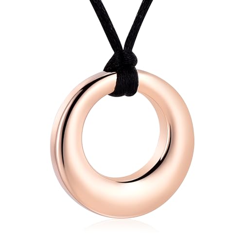 VCCWYQK Circle of Life Urnen-Halsketten für Asche Gedenkurnen Edelstahl Anhänger Halsketten Einäscherung Schmuck Andenken für Männer Frauen (Roségold) von VCCWYQK