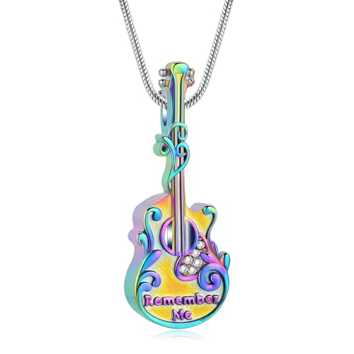 VCCWYQK Gitarre Urne Halskette für Asche für Musik Gitarrist Kremation Memorial Keepsake Anhänger Halskette für Gitarrist Musik von VCCWYQK