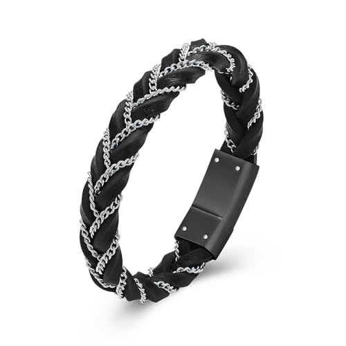 VCCWYQK Urnenarmband für Asche für Männer Leder Memorial Urne Armreif Asche Halter Edelstahl Andenken Armband für menschliches Haustier von VCCWYQK