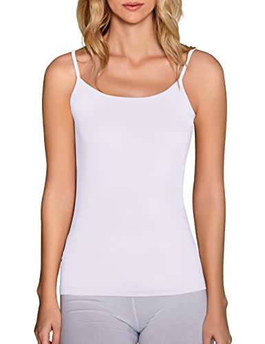 VEDATS 3er-Pack Damen Unterhemd Spaghettiträger Shirt Body Ärmellos (M, Weiß) von VEDATS