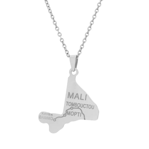 VELUNE Halskette Anhänger Mali-Karte-Halskette für Männer und Frauen, trendige geometrische Anhänger-Paar-Halskette Geschenk von VELUNE