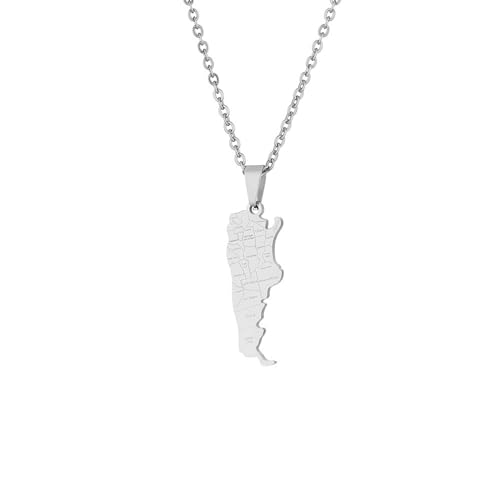 VELUNE Halskette Anhänger Retro-Argentinien-Karte und Stadt-Anhänger-Halskette für Männer und Frauen, Paare, Ethno-Stil, Halsketten-Zubehör Geschenk von VELUNE