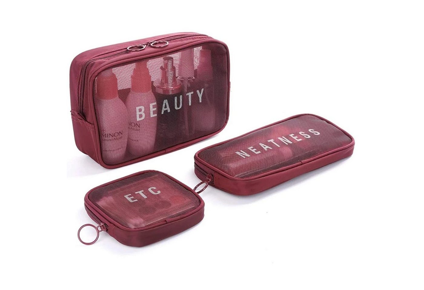 VERCO Kosmetiktasche Reise Make-Up Kulturbeutel Beautycase (3-tlg), Kosmetik Beutel Tasche Schminktasche Set von VERCO