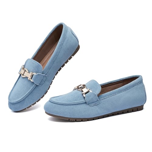 VERDASCO Damen Loafers Comfort Slip-Ons Flache Arbeitsschuhe Casual Mokassins Penny Loafers Lady Dress Schuhe, Hellblau. Stoff, 38.5 EU VERDASCO Damen Loafers Comfort Slip-Ons Flache Arbeitsschuhe Casual Mokassins Penny Loafers Lady Dress Schuhe, Hellblau. Stoff, 38.5 EU von VERDASCO