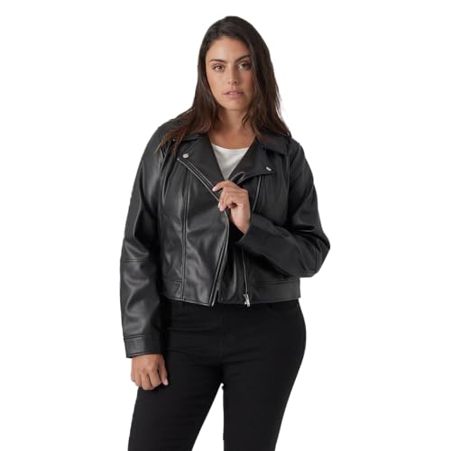 VERO MODA CURVE Damen VMCBELLAANNA Short Coated JKT CUR NOOS PU Jacke, Black, 44 von VERO MODA CURVE