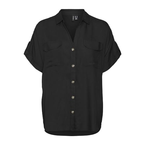 VERO MODA CURVE Damen VMCBUMPY S/S Shirt WVN GA CUR NOOS Kurzarmbluse, Schwarz, 44 DE/Groß VERO MODA CURVE Damen VMCBUMPY S/S Shirt WVN GA CUR NOOS Kurzarmbluse, Schwarz, 44 DE/Groß von VERO MODA CURVE