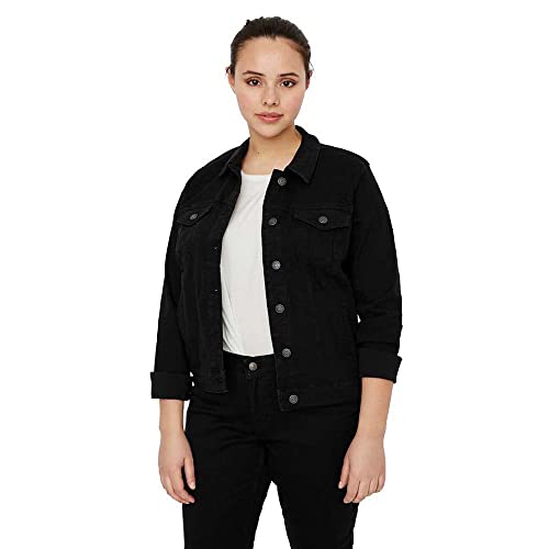 VERO MODA CURVE Damen VMRUNA LS Slim DNM JCK Mix GA CUR NOOS Jacke, Black, 54 von VERO MODA CURVE