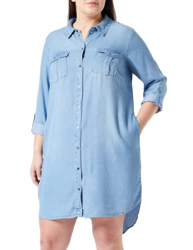 VERO MODA CURVE Damen Vmsila Short Dress Mix Ga Curve Noos Jeanskleid, Light Blue Denim, 44 Große Größen EU von VERO MODA