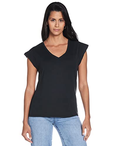 VERO MODA Damen Einfarbiges Stretch T-Shirt Basic V-Neck Top Oberteil Tief Angesetzte Schultern VMFILLI von VERO MODA