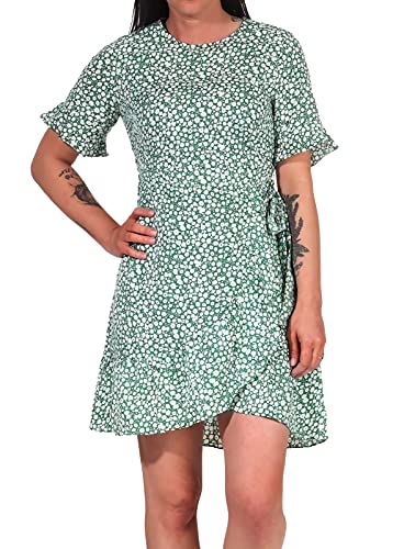 VERO MODA Damen Kleid VMHenna Sommer-Kleid in Wickel-Optik 10250089 Verdant Green/Mini Henna L von VERO MODA