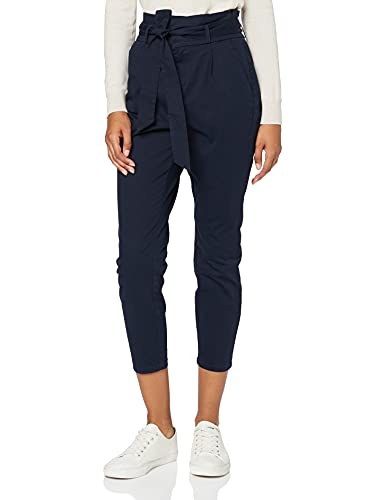 VERO MODA Damen Paperbag Stoffhose Eva mit Gürtel 10216704 Night Sky S/32 von VERO MODA