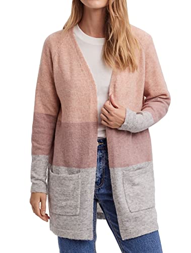 VERO MODA Damen Strickjacke VMDea Cardigan gestreift 10253406 Misty Rose: Woodrose and lgm XS von VERO MODA