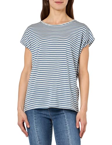 VERO MODA Damen VMAVA Plain SS TOP Stripe GA JRS NOOS T-Shirt, Coronet Blue/Stripes:Pristine, X-Large von VERO MODA