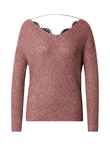 Vero Moda Damen VMBUENA Lena L/S V-Neck Blouse REP 2 Pullover, Rose Brown/Detail:Melange W. Black LACE, XL von VERO MODA