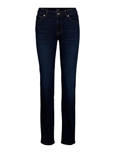 VERO MODA Damen VMDAF MR Straight DO323 NOOS Jeans, Dark Blue Denim, 32/34 von VERO MODA