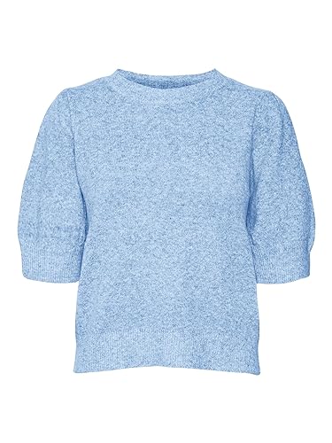 VERO MODA Damen VMDOFFY 2/4 O-Neck Pullover GA NOOS Strickpullover, Little Boy Blue/Detail:Melange, LW / 34L von VERO MODA