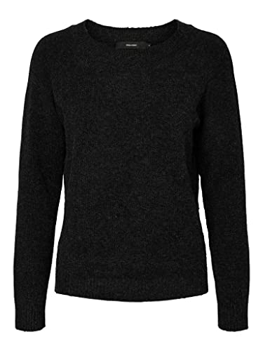 VERO MODA Damen VMDOFFY LS O-Neck Blouse GA NOOS 10201022, Black/Melange, XL von VERO MODA