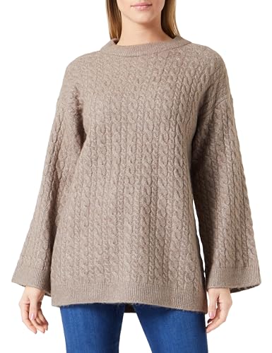 VERO MODA Damen VMHEIDI Wide LS O-NK Long GA Boo Pullover, Brown Lentil/Detail:Melange, XS von VERO MODA