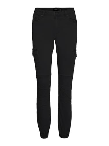 VERO MODA Damen Jeans Hose Stretch Denim Jogger Pants Cargo Stoffhose VMIVY, Farben:Schwarz, Größe:XL / 32L, Beinlänge:L32 von VERO MODA