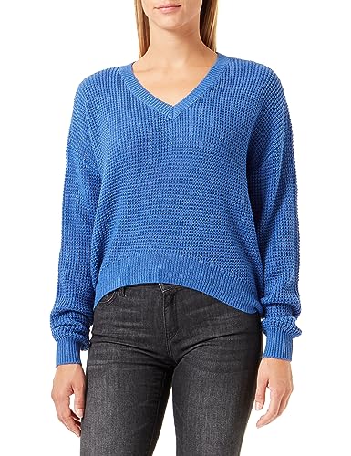 VERO MODA Damen VMLEANNA LS V-Neck Short GA Boo Pullover, Beaucoup Blue, XL von VERO MODA