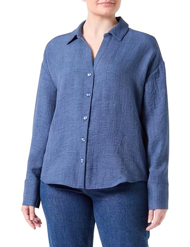 VERO MODA Damen VMMELANEY QUEENY LS Shirt WVN NOOS Hemd, Dark Denim/Detail:Melange, X-Large von VERO MODA