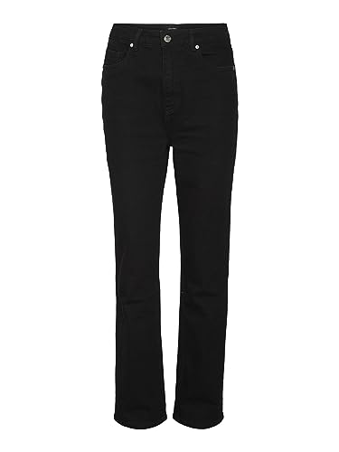 VERO MODA Damen Vmdrew Hr Straight Gu134 Ga Noos Jeanshose, Black Denim, 27W / 32L EU von VERO MODA