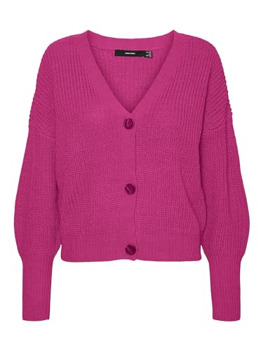 VERO MODA Damen Vmlea Ls V-neck Cuff Cardigan Noos Strickjacke, Pink Yarrow, XXL von VERO MODA