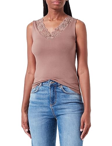 VERO MODA Damen Vmrosa Sl V-neck Top Jrs Noos, Brown Lentil, XL von VERO MODA