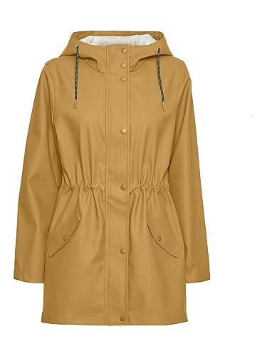 VERO MODA Damen Regenjacke VMMalou wasserabweisender Parka mit Kapuze 10266982 amber gold S von VERO MODA