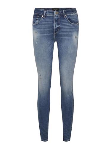 VERO MODA Damen Vmlux Mr Slim Dest Ri314 Jeans, Medium Blue Denim, M EU von VERO MODA