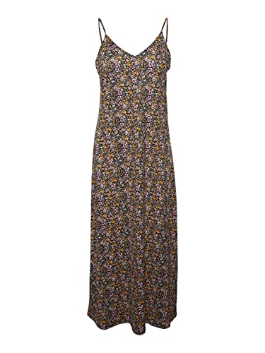 VERO MODA Women's VMJEASY Singlet Ankle Dress JRS Kleid, Black/AOP:Cille Radiant Yellow, XS von VERO MODA