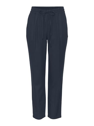 VERO MODA Damen Legere Leinen Stoffhose Casual Schlupfhose Lockere Ankle Pants, Farben:Blau-2, Größe:L von VERO MODA