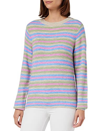 Vero Moda Women's VMLEFILE LS O-Neck Pullover Boo L/S Strickware, Reseda/Detail:W. Cyclamen + Birch + Little Boy Blue, M von VERO MODA