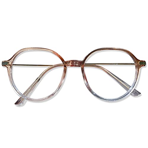 VEVESMUNDO Damen Lesebrille Blaulichtfilter Groß Retro Kunststoff Transparente Metallbügel Lesehilf Sehhilfe Brille (1 Stück Braun Lesebrille, 3.0) von VEVESMUNDO