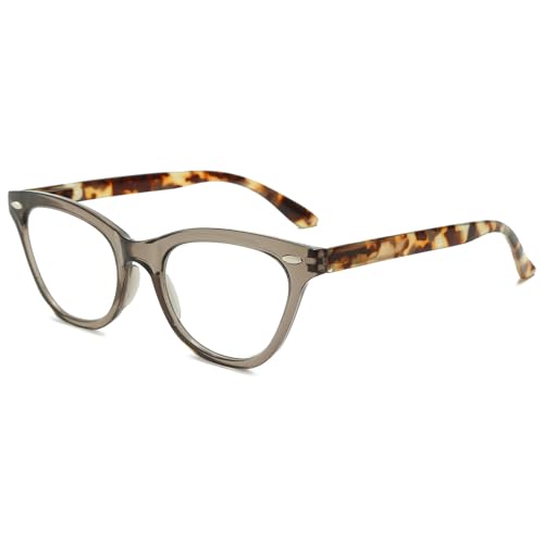 VEVESMUNDO Damen Lesebrillen Modern Katzenaugen Design Kunststoff Federscharnier Lesehilfen Sehhilfe Brille +1.0,+1.5,+2.0,+2.5,+3.0,+3.5,+4.0 (1 Stück Hellbraun, 3.5) von VEVESMUNDO