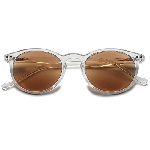 VEVESMUNDO Getönt Lesebrille Sonnenlesebrille Sonnenschutz Lesehilfe Sehhilfe Sonnenbrille mit sehstärke Damen Herren (+1.0, 1 Stück Transparent Braun) von VEVESMUNDO