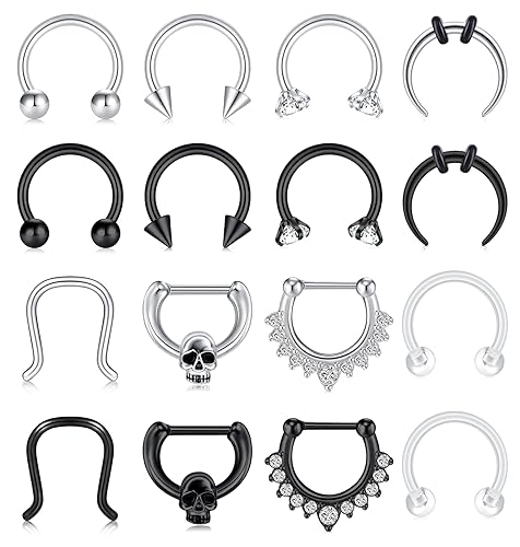 VF VFUN 16G Chirurgenstahl Nasenpiercing Septum Piercing Hufeisen Rings Piercing Lippe Hufeisen Piercing Für Frauen Men von VF VFUN