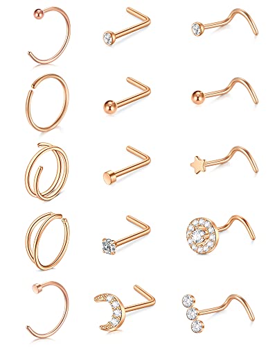 VF VFUN 20g Nasenstecker Doppelt Nasenpiercing Diamant Cz Piercing Nase Für Damen Herren Hypoallergen Piercing Nase Tragus Cartilage Helix Hoop von VF VFUN