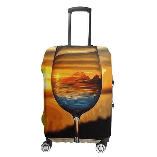 VFMKT Sunset Weinglas-Reisegepäckabdeckung, elastisch, waschbar, staubdicht, kratzfest, Koffer-Schutz, passend für 48,3 - 81,3 cm Gepäck, Stil:, M VFMKT Sunset Weinglas-Reisegepäckabdeckung, elastisch, waschbar, staubdicht, kratzfest, Koffer-Schutz, passend für 48,3 - 81,3 cm Gepäck, Stil:, M von VFMKT