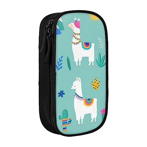 VGFJHNDF Alpaka Llama Federmäppchen Fach Federmäppchen Tasche Organizer für Büro College Schule Erwachsene Teenager Mädchen Jungen Schwarz, Schwarz , Einheitsgröße, Make-up-Tasche von VGFJHNDF