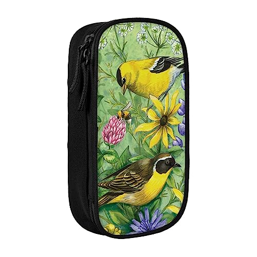 VGFJHNDF American Goldfinch Federmäppchen Fach Bleistift Box Tasche Organizer für Büro College Schule Erwachsene Teenager Mädchen Jungen Schwarz, Schwarz , Einheitsgröße, Make-up-Tasche von VGFJHNDF