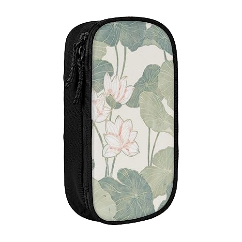 VGFJHNDF Black Lily Pads Federmäppchen mit Fach für Büro, Uni, Schule, Erwachsene, Teenager, Mädchen, Jungen, Schwarz, Schwarz , Einheitsgröße, Make-up-Tasche von VGFJHNDF