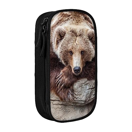 VGFJHNDF Brown Bears Federmäppchen, Stifteetui, Organizer für Büro, Uni, Schule, Erwachsene, Teenager, Mädchen, Jungen, Schwarz, Schwarz , Einheitsgröße, Make-up-Tasche von VGFJHNDF