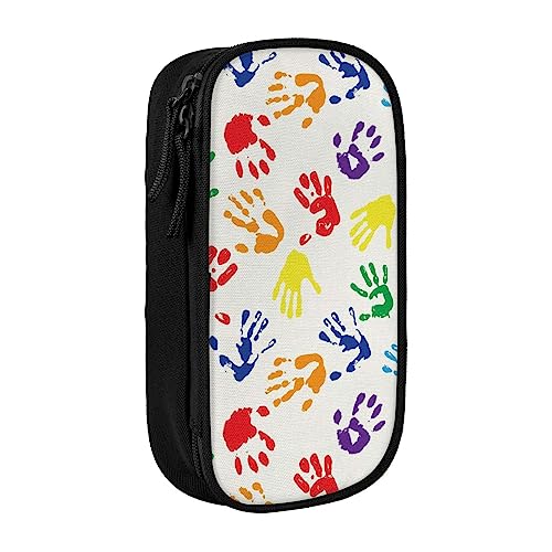 VGFJHNDF Bunte Handformen Regenbogen Federmäppchen Fach Bleistift Box Tasche Organizer für Büro College Schule Erwachsene Teenager Mädchen Jungen Schwarz, Schwarz , Einheitsgröße, Make-up-Tasche von VGFJHNDF