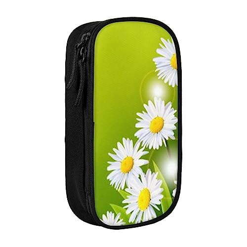 VGFJHNDF Federmäppchen mit Blumenmotiv und Gänseblümchen, Stifteetui, Organizer für Büro, Uni, Schule, Erwachsene, Teenager, Mädchen, Jungen, Schwarz, Schwarz , Einheitsgröße, Make-up-Tasche von VGFJHNDF